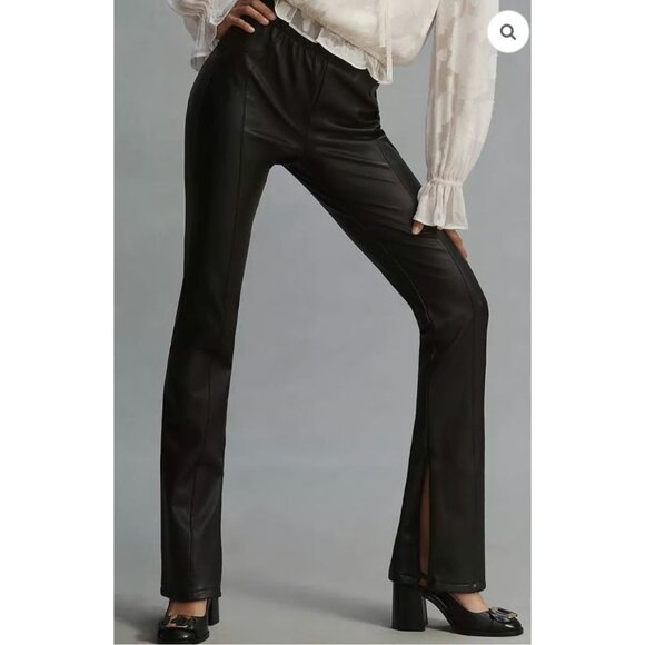 Anthropologie Pilcro Glasgow Faux Leather Skinny Pants Black Pull-On Size 32 NWT - Picture 2 of 14